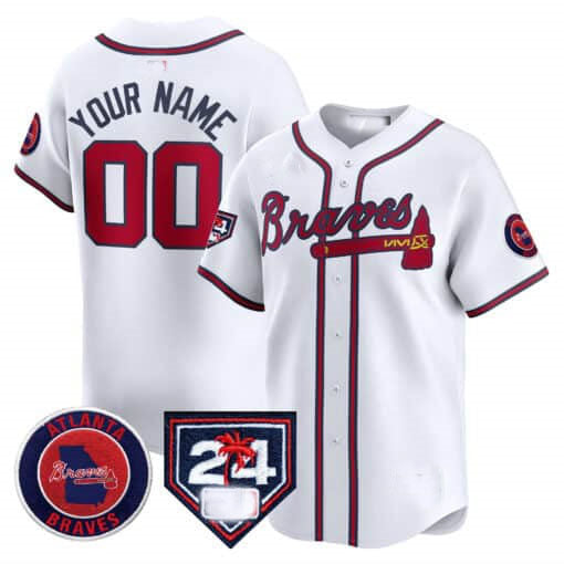 Custom Atlanta Braves 2024 Spring Training Patch Stitched Limited Jersey
