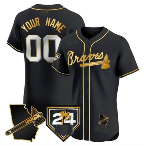 Custom Atlanta Braves 2024 Spring Training Georgia Patch Stitched Elite Jersey