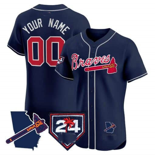 Custom Atlanta Braves 2024 Spring Training Georgia Patch Stitched Elite Jersey