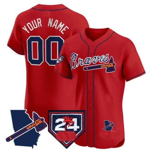 Custom Atlanta Braves 2024 Spring Training Georgia Patch Stitched Elite Jersey