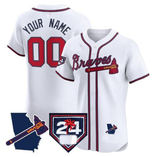 Custom Atlanta Braves 2024 Spring Training Georgia Patch Stitched Elite Jersey