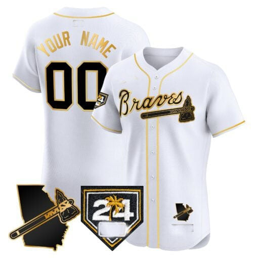 Custom Atlanta Braves 2024 Spring Training Georgia Patch Stitched Elite Jersey