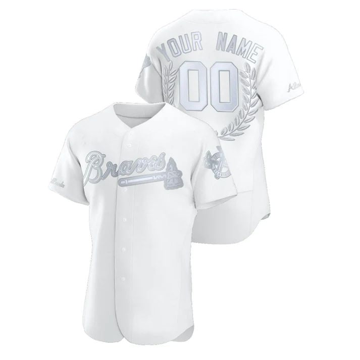 Custom Atlanta Braves White Stitched Award Jersey
