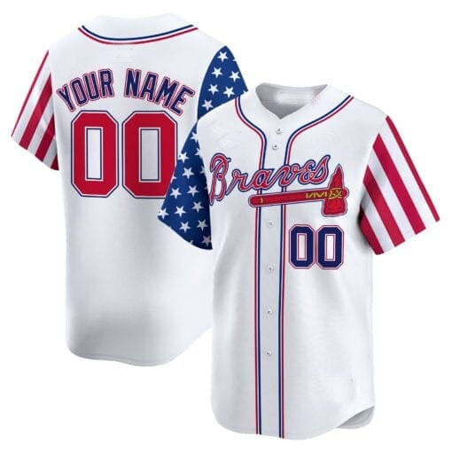 Custom Atlanta Braves White 2024 Independence Day Stitched Limited Jersey
