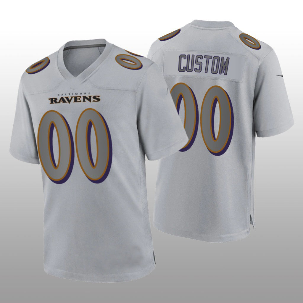 Custom B.Ravens Gray Atmosphere Game Stitched Jerseys