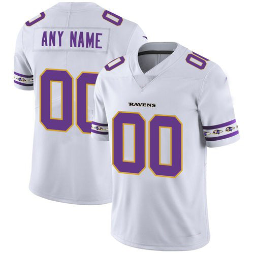 Custom B.Ravens White Team Stitched Limited Stitched Jerseys