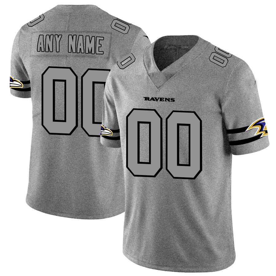 Custom B.Ravens 2019 Gray Gridiron Gray Stitched Limited Stitched Jerseys