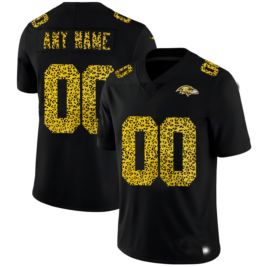 Custom B.Ravens Leopard Print Fashion Stitched Limited Jersey Black Stitched Jerseys