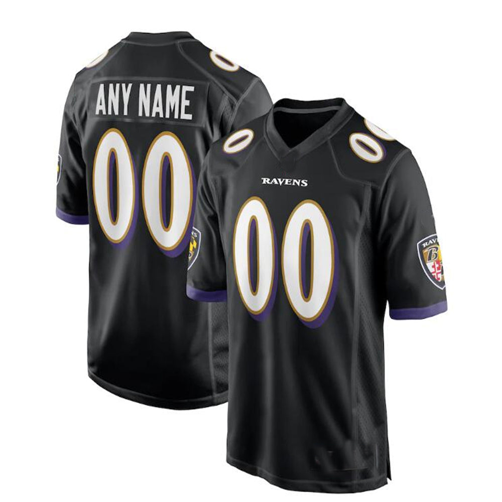 Custom B.Ravens Black Alternate Game Stitched Jerseys