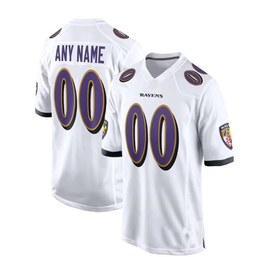 Custom B.Ravens White Game Stitched Jerseys