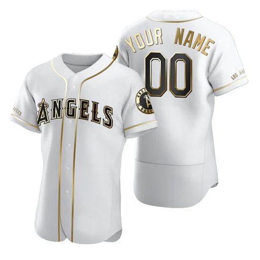 Custom Los Angeles Angels Jersey Golden Edition White Stitched Any Name And Number Jerseys