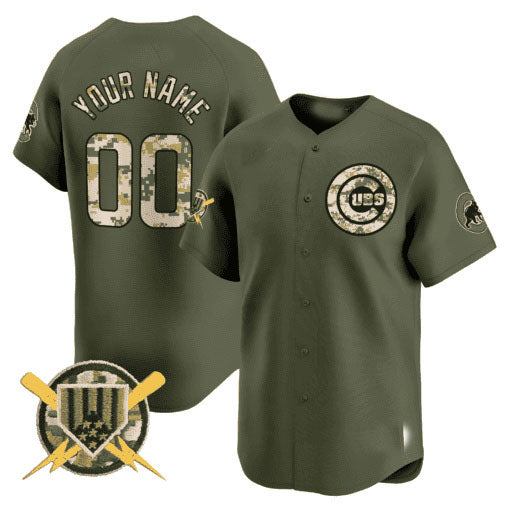 Custom Chicago Cubs Armed Forces Day Stitched Limited Jersey