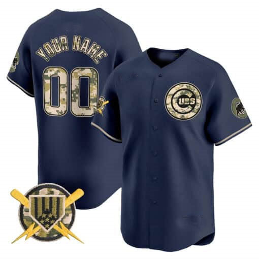 Custom Chicago Cubs Armed Forces Day Stitched Limited Jersey