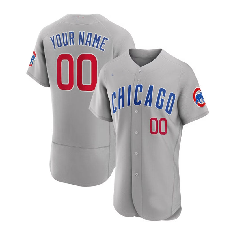Custom Chicago Cubs Road Authentic Gray Jerseys