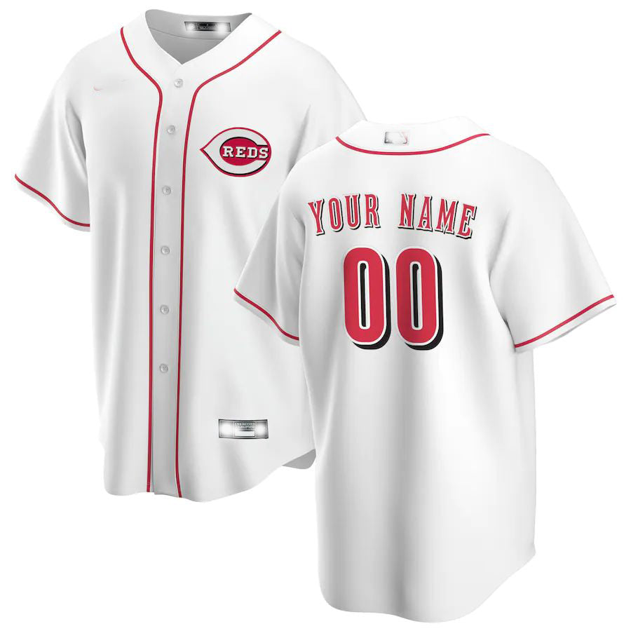 Custom Cincinnati Reds White Home Replica Custom Jerseys