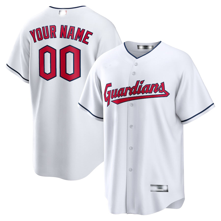 Custom Cleveland Guardians White Replica Custom Jerseys