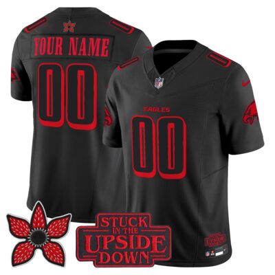 Custom Philadelphia Eagles Stranger Things Edition Jersey Black