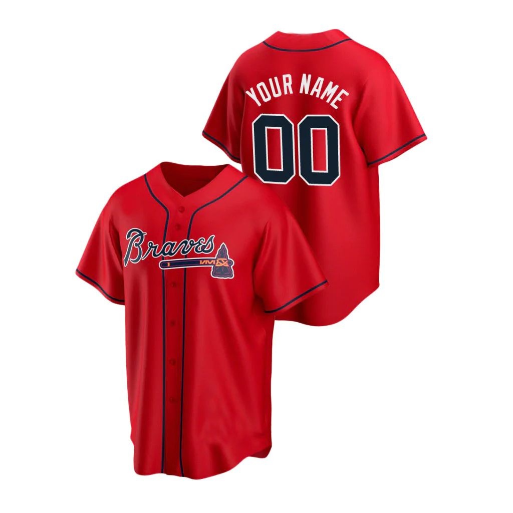Custom Atlanta Braves Red Men Youth And Women Jerseys