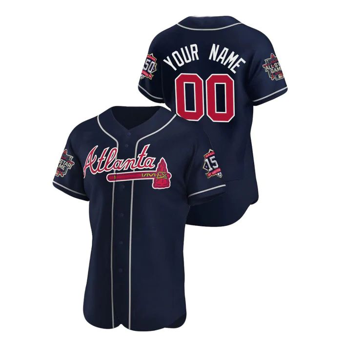 Custom Atlanta Braves Stitched Navy Red Game Patch 2021 All Star 150th Jerseys