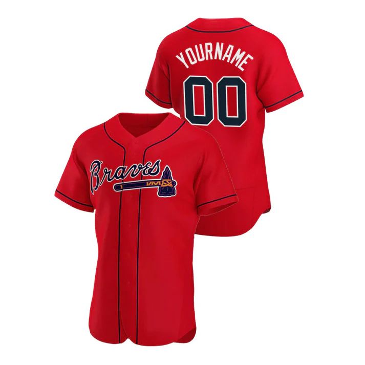 Custom Atlanta Braves Stitched Red Jerseys