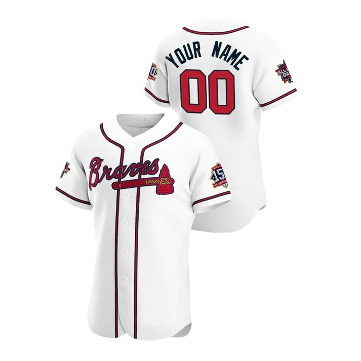 Custom Atlanta Braves Stitched White Game Patch 2021 All Star 150th Jerseys