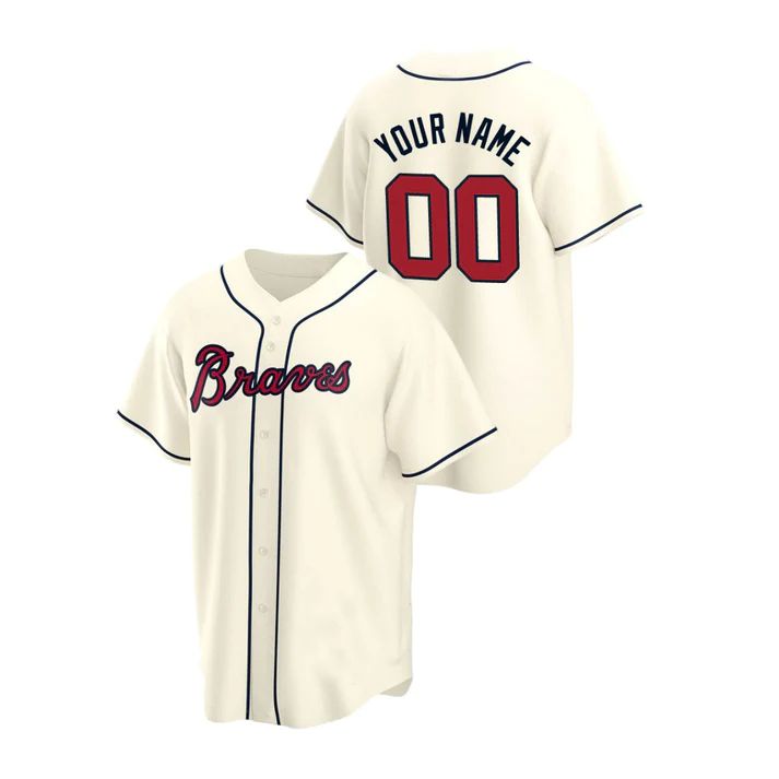 Custom Atlanta Braves Cream Men Youth Women Team Name Number Jerseys