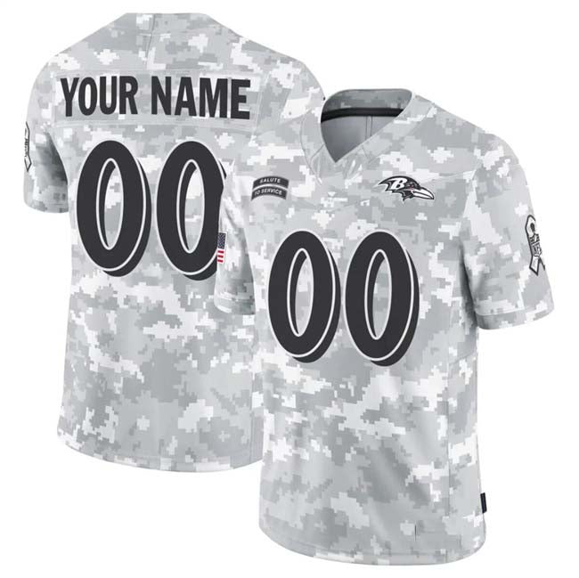 Custom B.Ravens 2024 F.U.S.E Arctic Camo Salute To Service Limited Stitched Football Jersey
