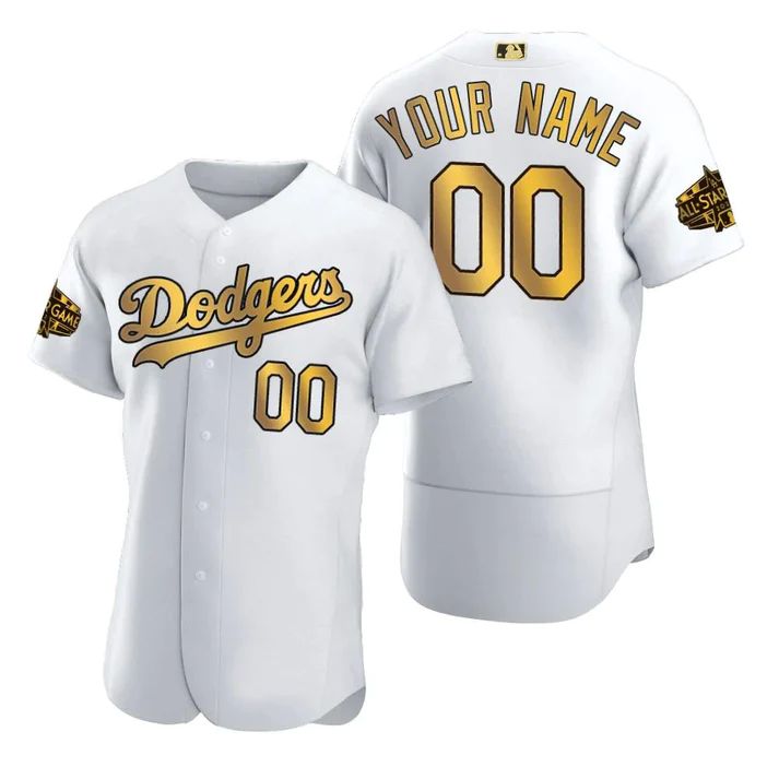 Custom Los Angeles Dodgers White Gold 2022 All Star Game Stitched Jerseys Elite Jerseys