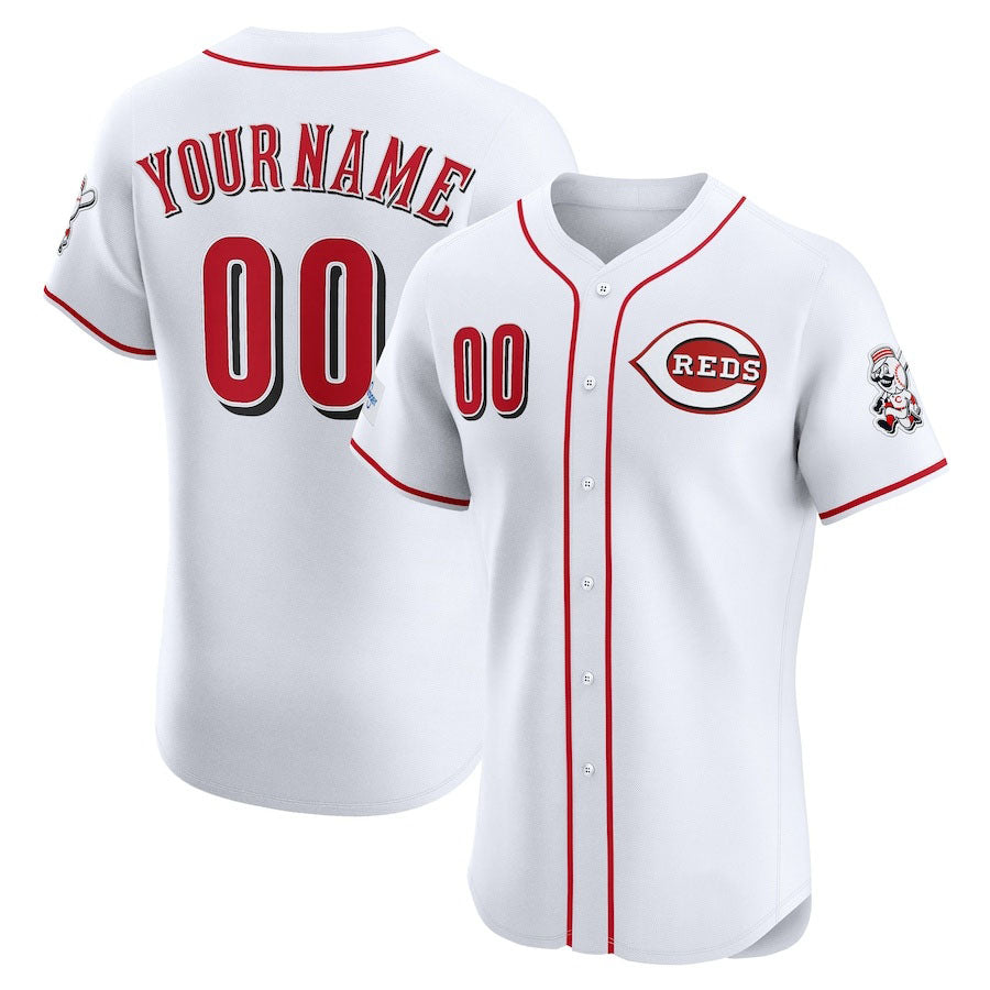 Custom Cincinnati Reds Home Elite Sponsor Patch Jerseys