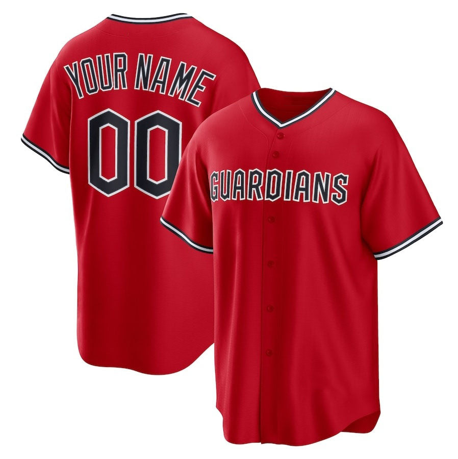 Custom Cleveland Guardians Alternate Replica 2.0 Jersey Red Jerseys