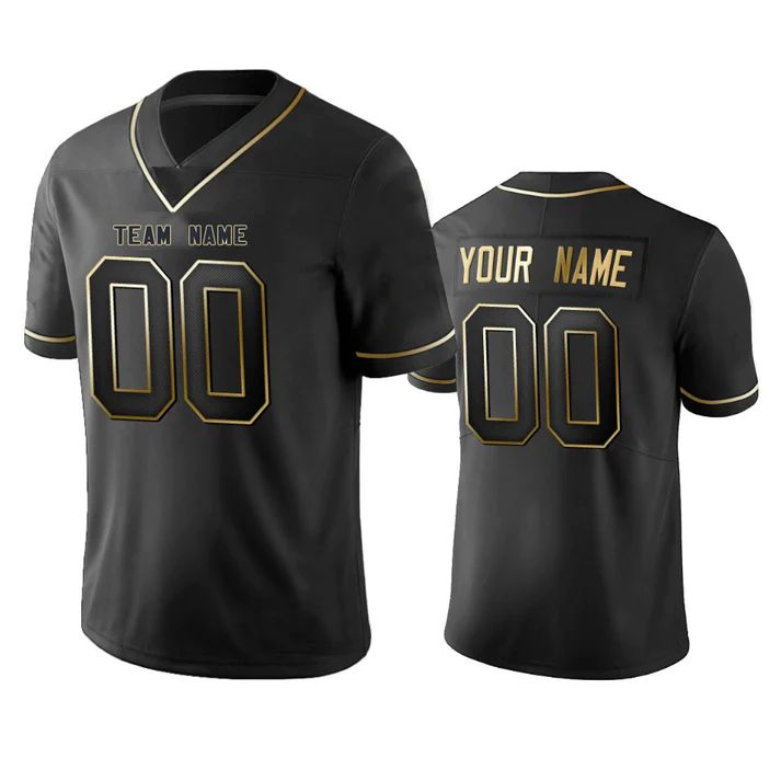 Custom B.Ravens Any Team and Number and Name Black Golden Edition American Jerseys Stitched Jerseys