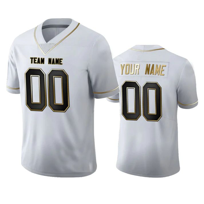 Custom B.Ravens Any Team and Number and Name White Golden Edition American Jerseys Stitched Jerseys