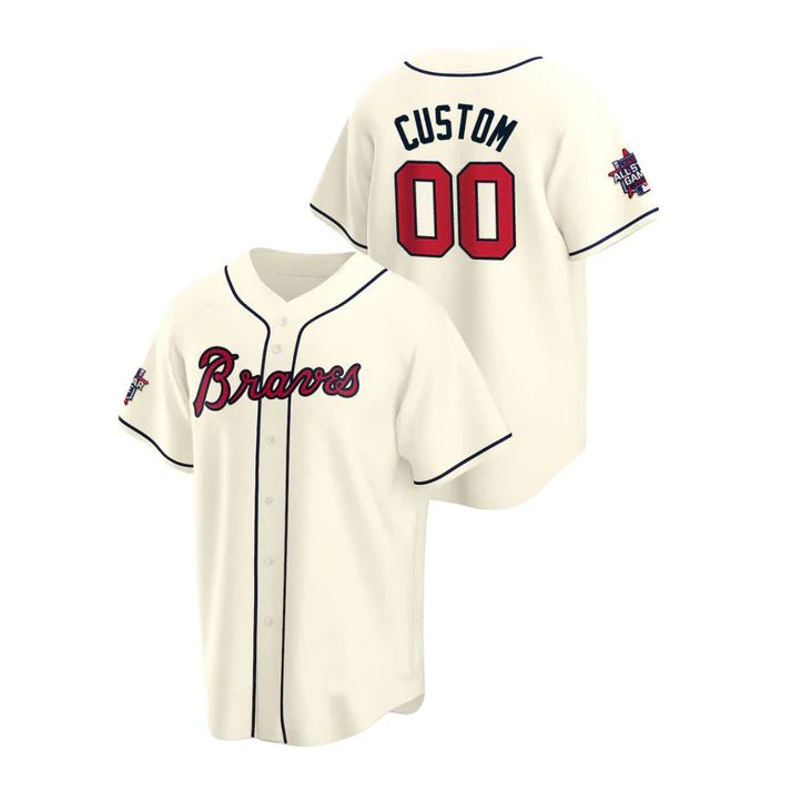 Custom Atlanta Braves Cream Men Youth Women Team Name Number 2021 All Star Jerseys