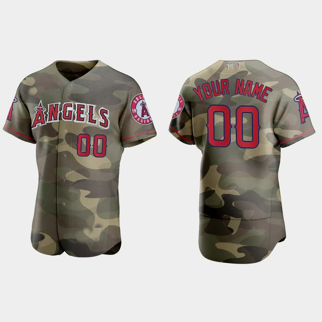 Custom Los Angeles Angels 2021 National Armed Forces Day Authentic Camo Jerseys
