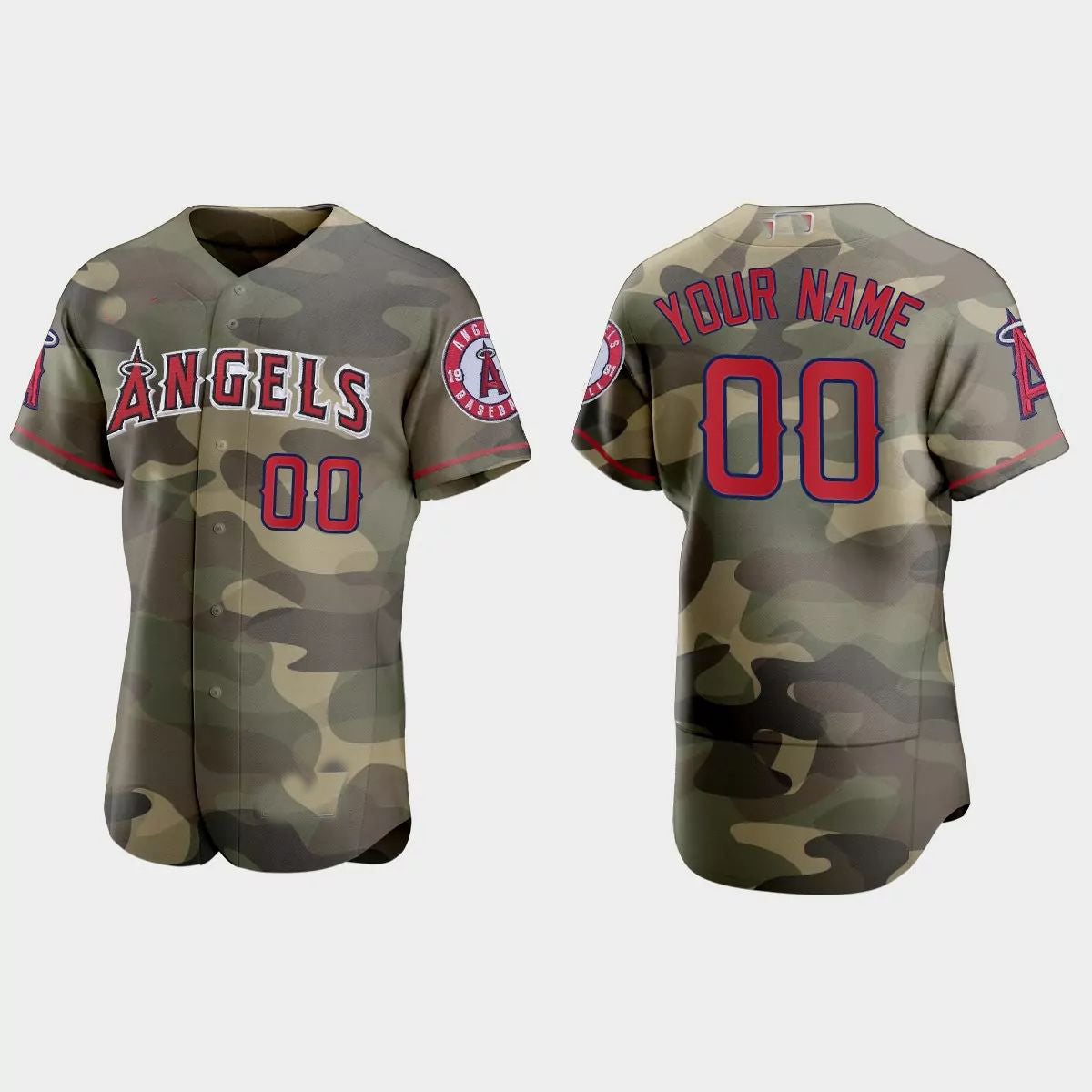 Custom Los Angeles Angels 2021 National Armed Forces Day Authentic Camo Jerseys