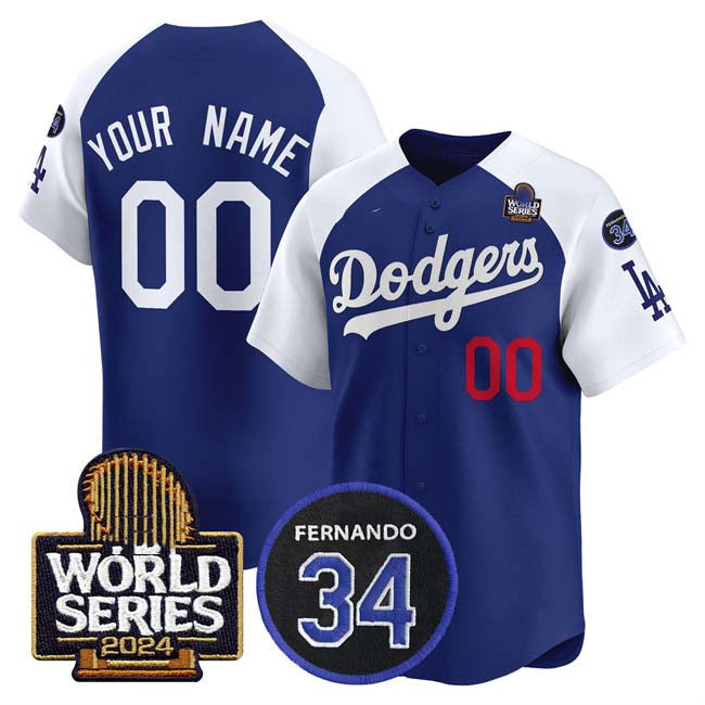 Custom Los Angeles Dodgers Royal White 2024 World Series Limited Jersey