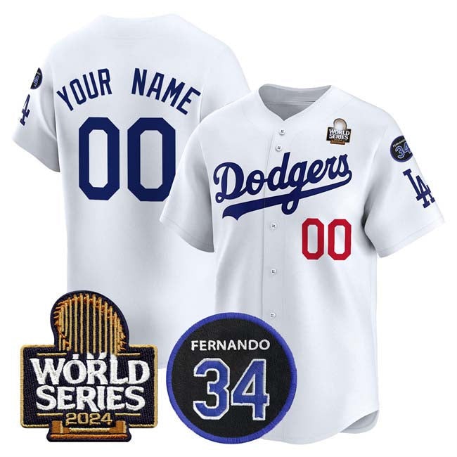 Custom Los Angeles Dodgers White 2024 World Series Limited Jersey