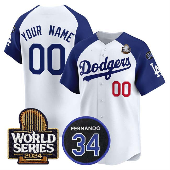 Custom Los Angeles Dodgers White Royal 2024 World Series Limited Jersey