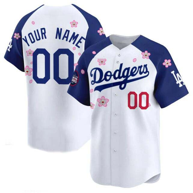 Custom Los Angeles Dodgers White Royal 2025 Tokyo Series Limited Jersey