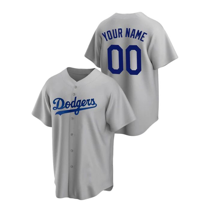 Custom Los Angeles Dodgers Alternate Gray Stitched Jerseys
