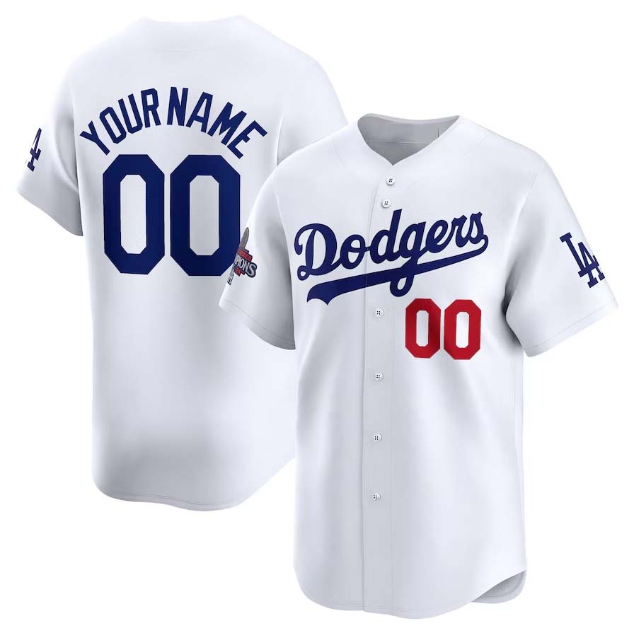 Custom Los Angeles Dodgers White 2024 World Series Champions Home Limited Jersey