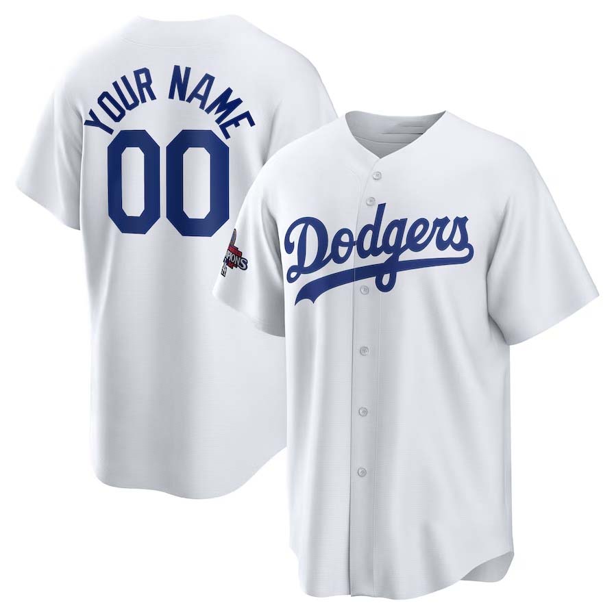 Custom Los Angeles Dodgers White 2024 World Series Champions Home Replica Jersey