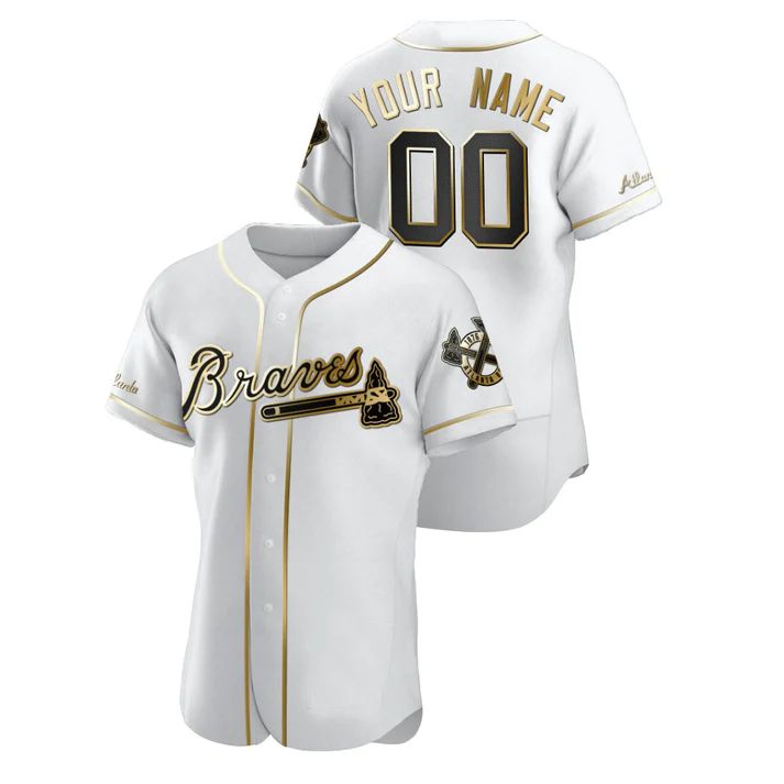 Custom Atlanta Braves Golden Edition White Jerseys