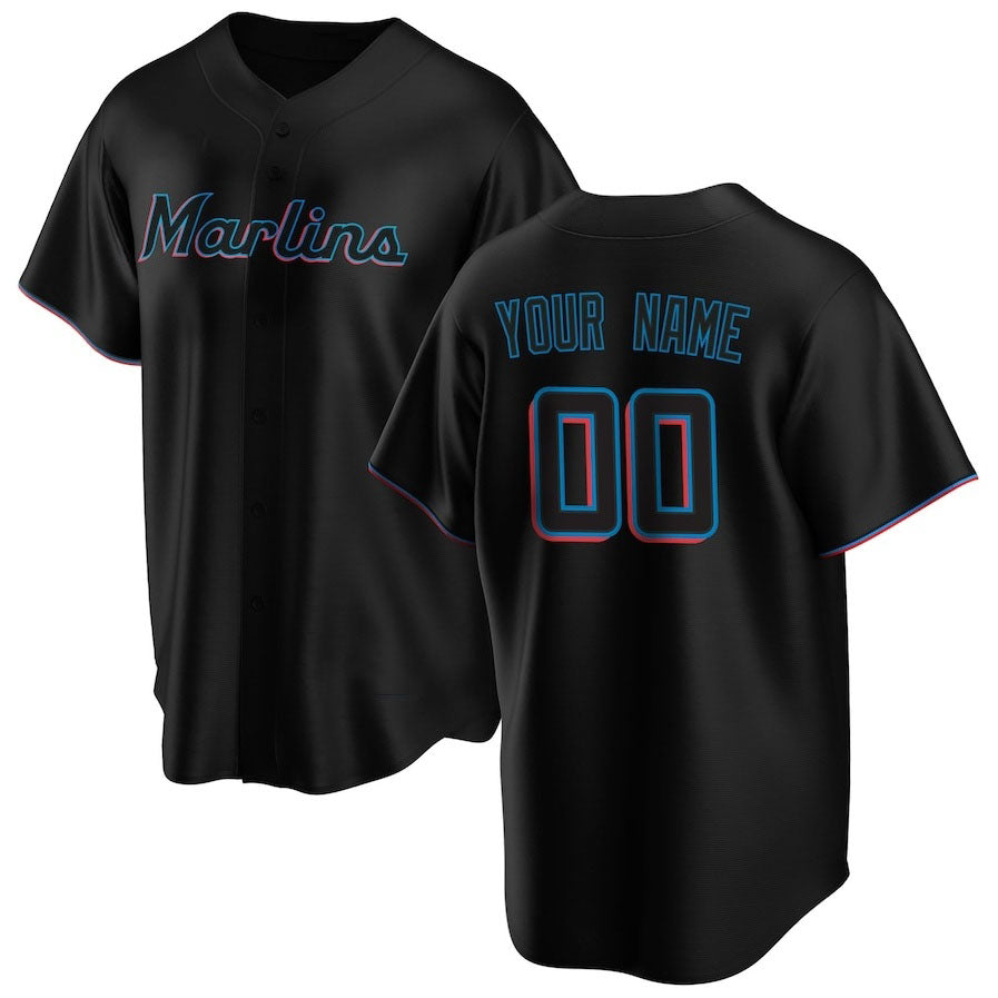Custom Miami Marlins Alternate Replica Jersey Black Jersey