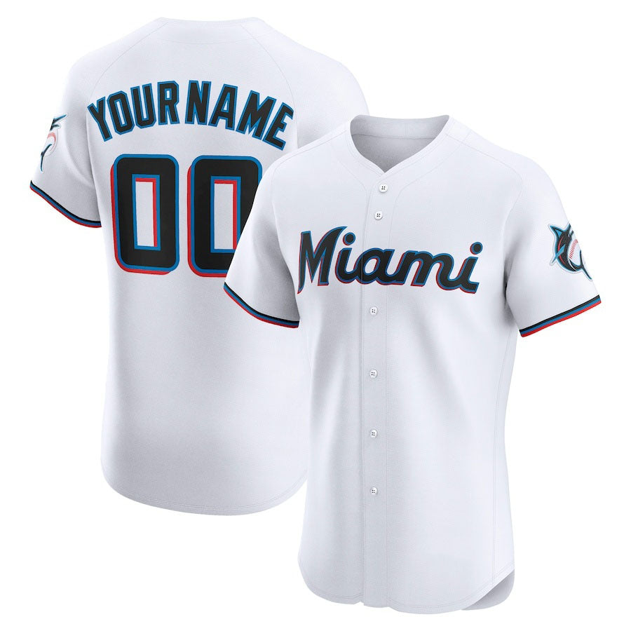 Custom Miami Marlins Home Elite Jersey Jersey