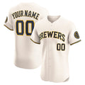 Custom Milwaukee Brewers Home Elite Jersey Cream Jersey