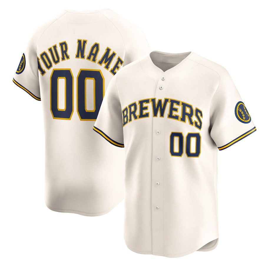 Custom Milwaukee Brewers Home Limited Jersey Cream Jersey