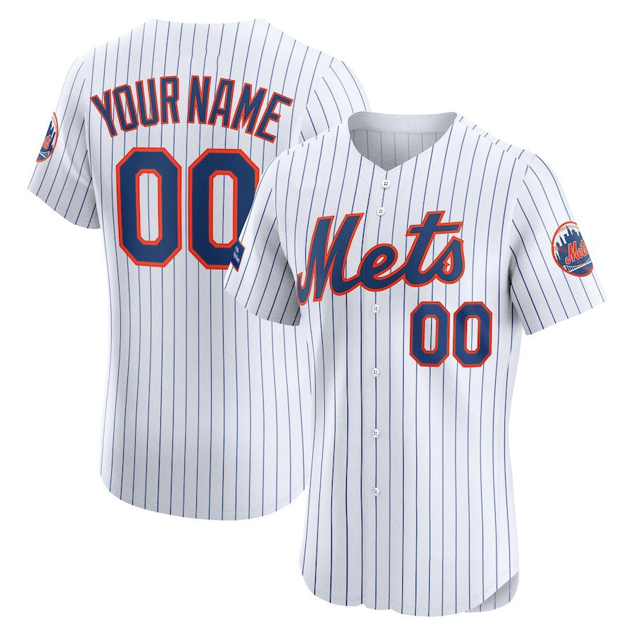 Custom New York Mets Home Elite Sponsor Patch Jersey Jersey