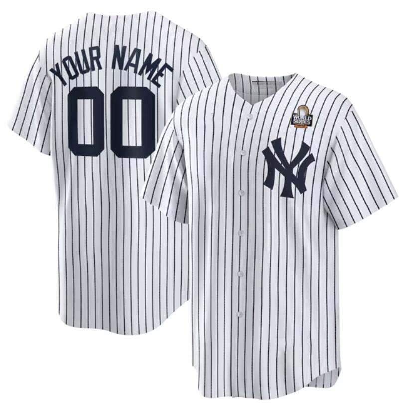 Custom New York Yankees White 2024 World Series Cool Base Jersey