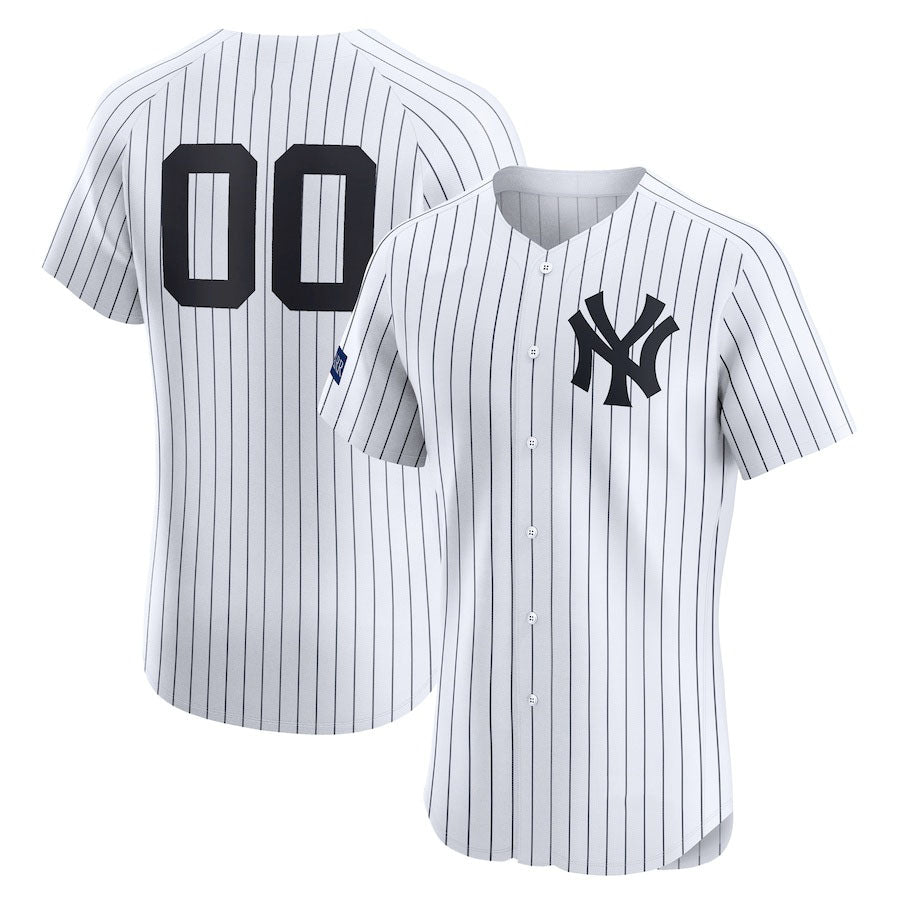 Custom New York Yankees Home Elite Sponsor Patch Jersey Jersey
